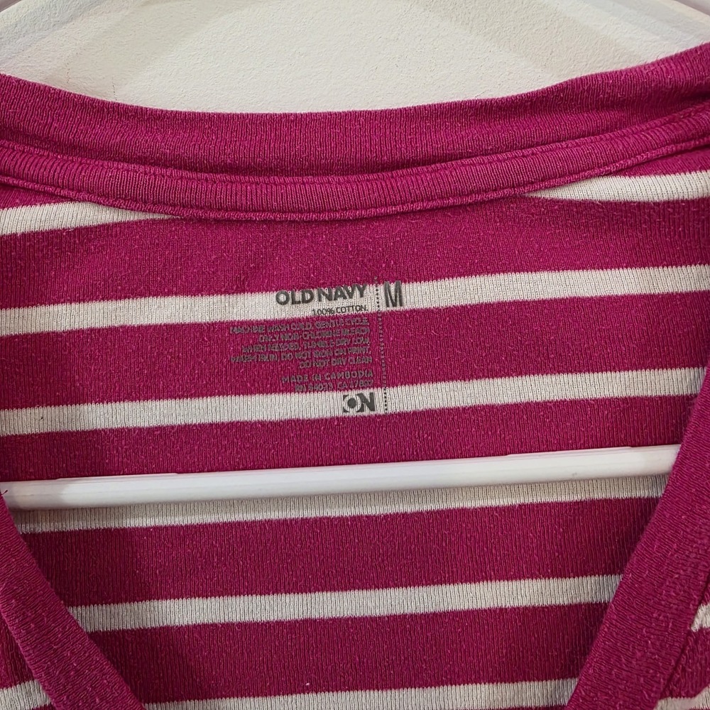 Vintage Y2K Old‎ Navy Womens Top Size Medium Striped Preppy 90S Colorful Pink - Picture 4 of 6